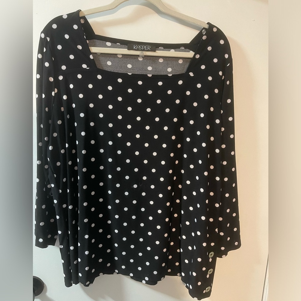 KASPER Polka Dot 3/4 Sleeve Top